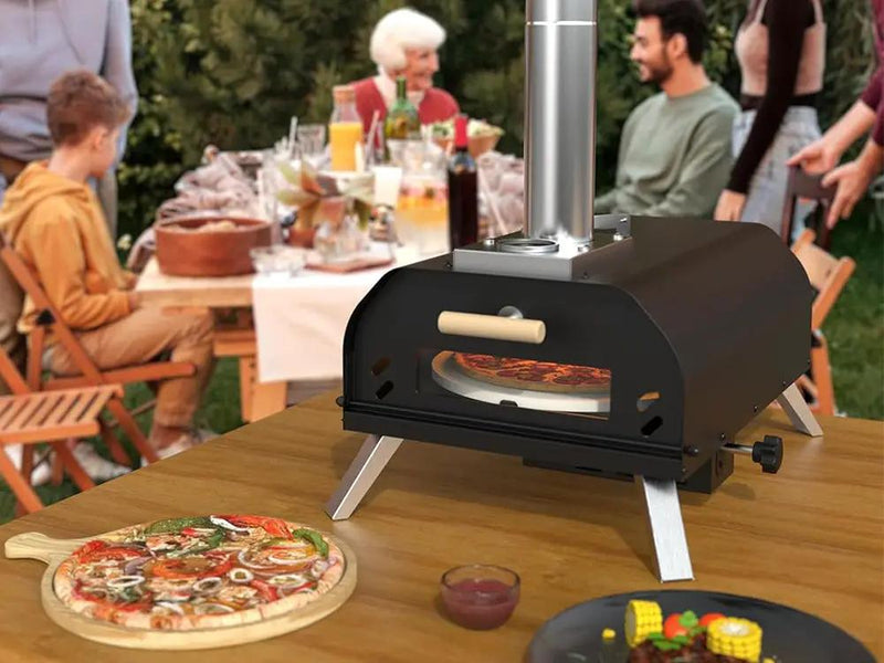 12" Portable Wood Pellet Pizza Oven with 360° Rotating Stone by Loveliving