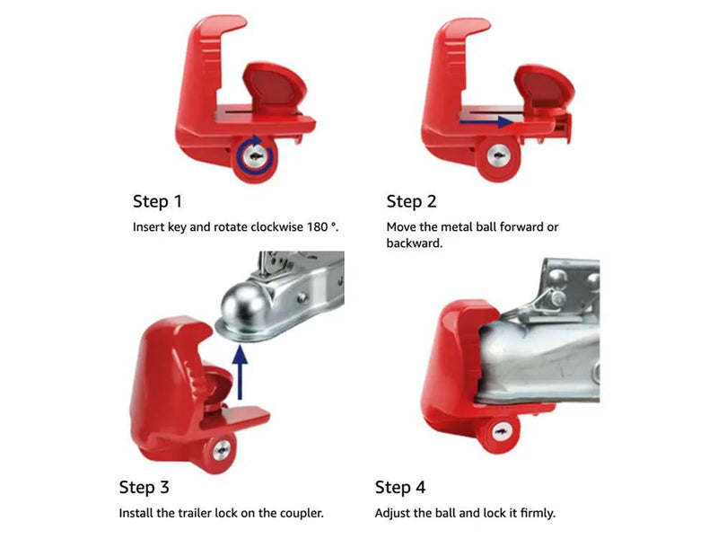 Universal Trailer Hitch Coupler Lock - Red by Loveliving