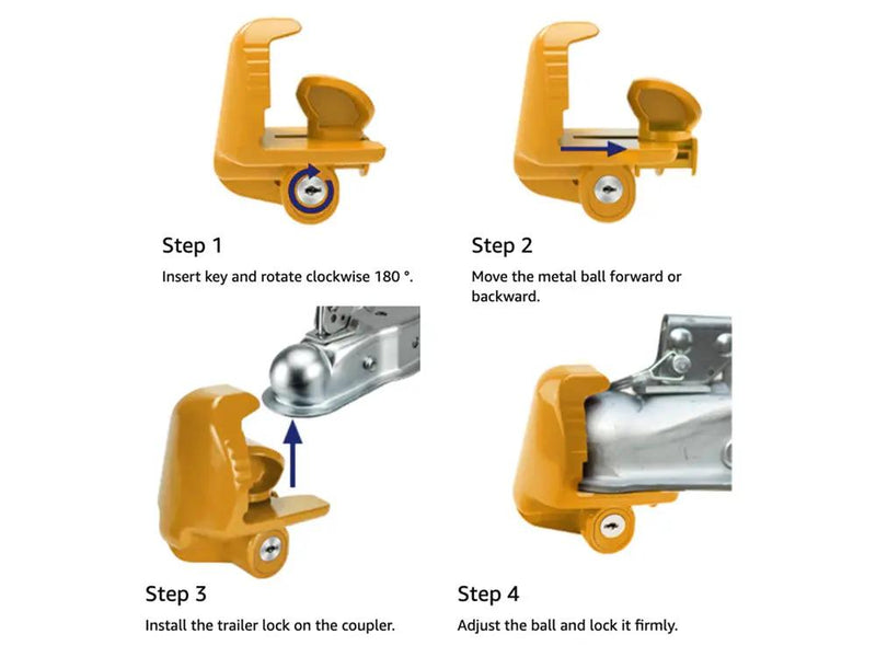Universal Trailer Hitch Coupler Lock - Yellow by Loveliving