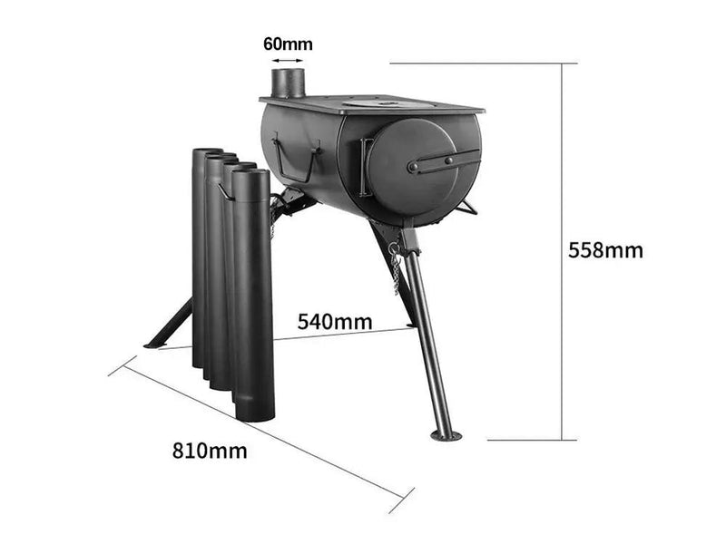 Portable Wood Burning Tent Stove with Chimney by Loveliving