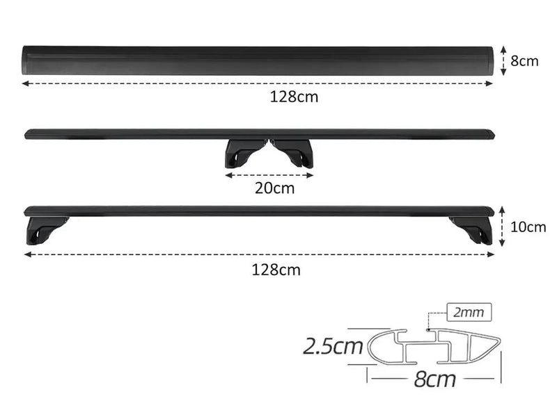 BlackRack Roof rack cross bars for raised side rails by Loveliving