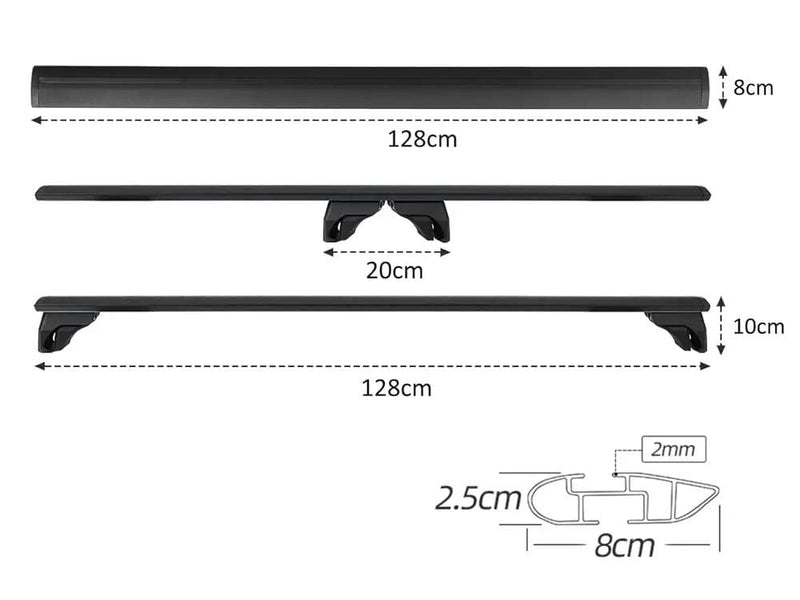 Loveliving Car Rack BlackRack Roof rack cross bars for Ford Ranger Wildtrak 2016-2026 BlackRack Roof rack cross bars for Ford Ranger Wildtrak 2016-2026