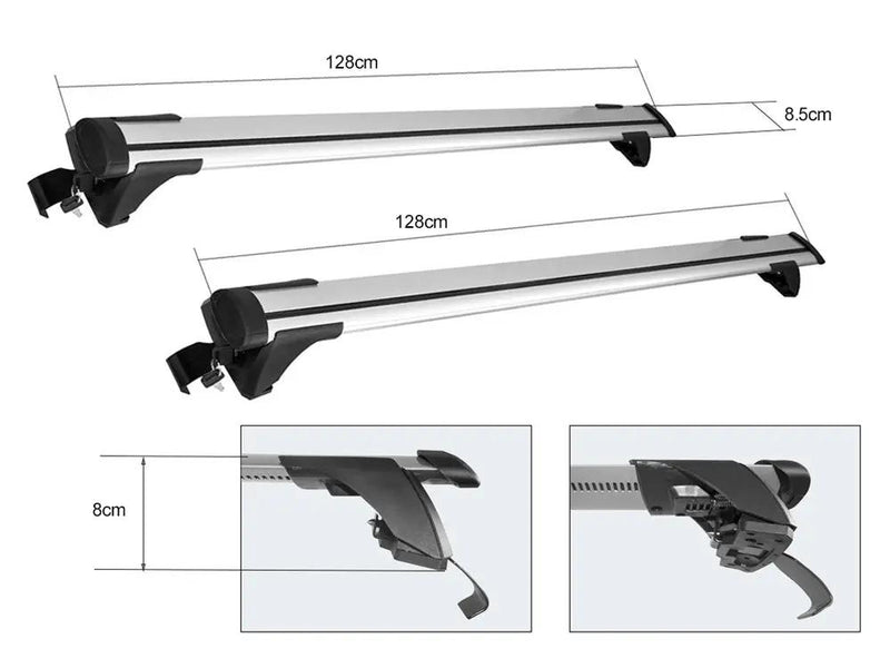 Premium Aluminium Roof Rack Cross Bars for Naked Roof by Loveliving