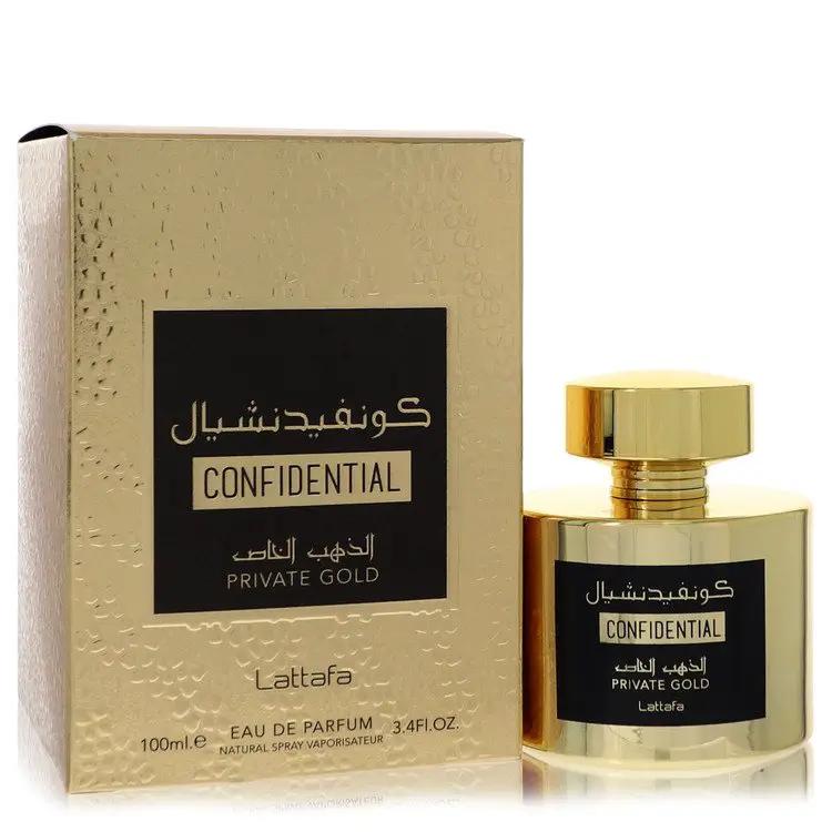 Lattafa Confidential Private Gold Eau De Parfum Spray (Unisex) by Lattafa 100 ml by Brands HD