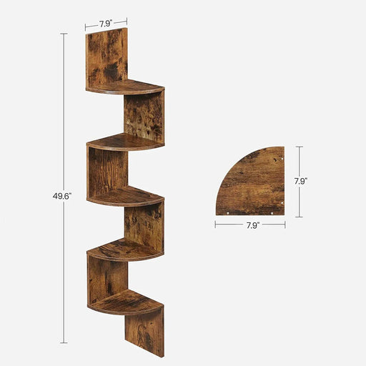 VASAGLE Floating Corner Shelf - 5-Tier by The Shopsite