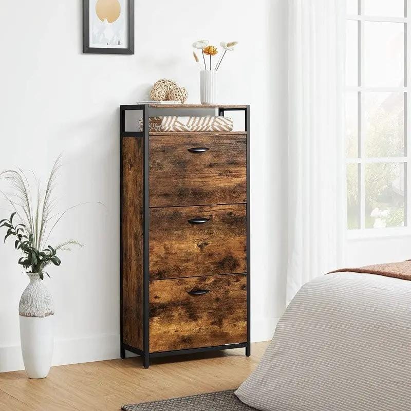 The Shopsite HOME-LIVING Shoe Rack Storage with 3 Compartments Shoe Rack Storage with 3 Compartments