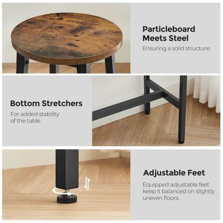 Modern Bar Table Stool Set Greige Black VASAGLE by The Shopsite