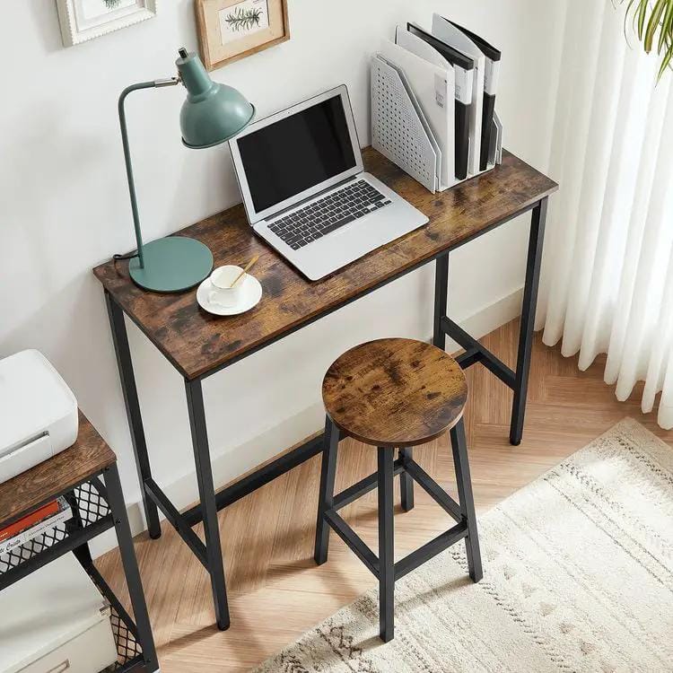 The Shopsite HOME-LIVING Modern Bar Table Stool Set Greige Black VASAGLE Modern Bar Table Stool Set Greige Black VASAGLE