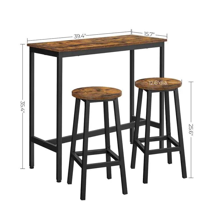 The Shopsite HOME-LIVING Modern Bar Table Stool Set Greige Black VASAGLE Modern Bar Table Stool Set Greige Black VASAGLE