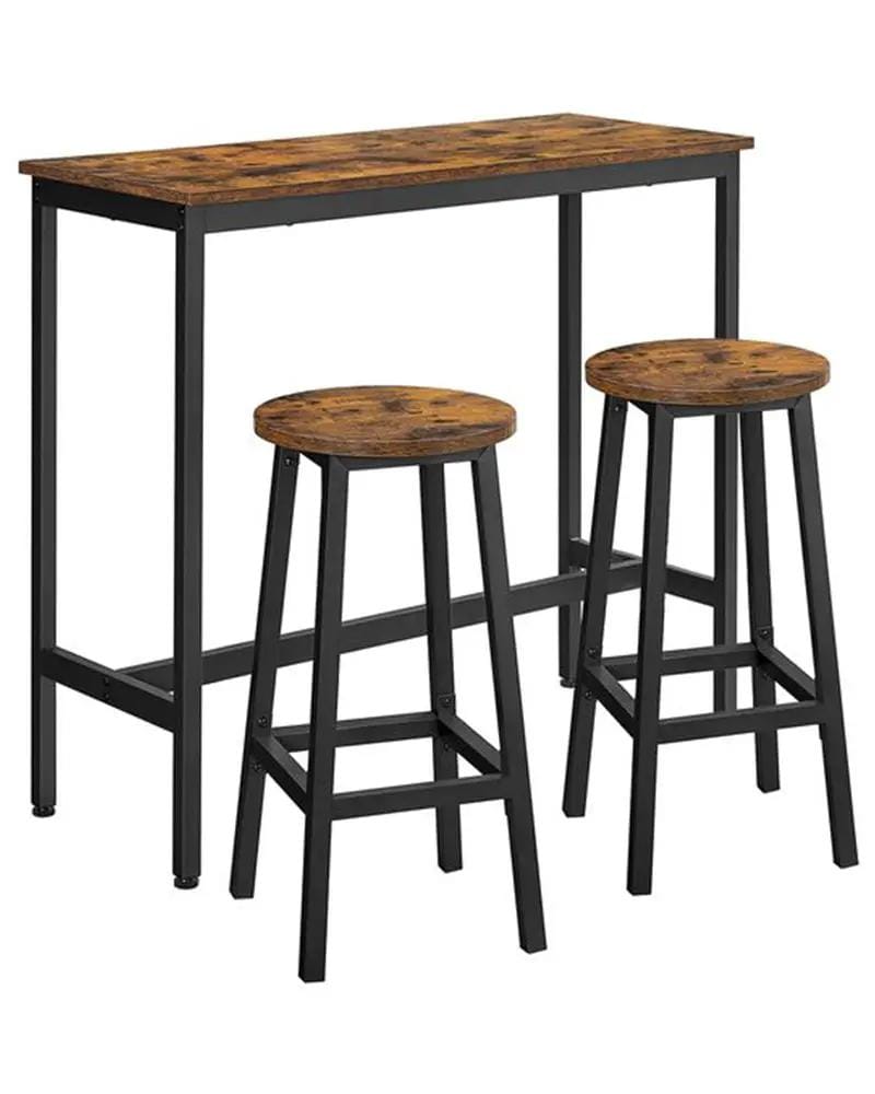 The Shopsite HOME-LIVING Modern Bar Table Stool Set Greige Black VASAGLE Modern Bar Table Stool Set Greige Black VASAGLE