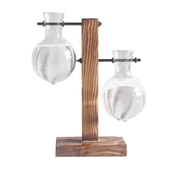 Hydroponic Vase Wooden Stand Glass Bulb Plants Container by salelink.co.nz