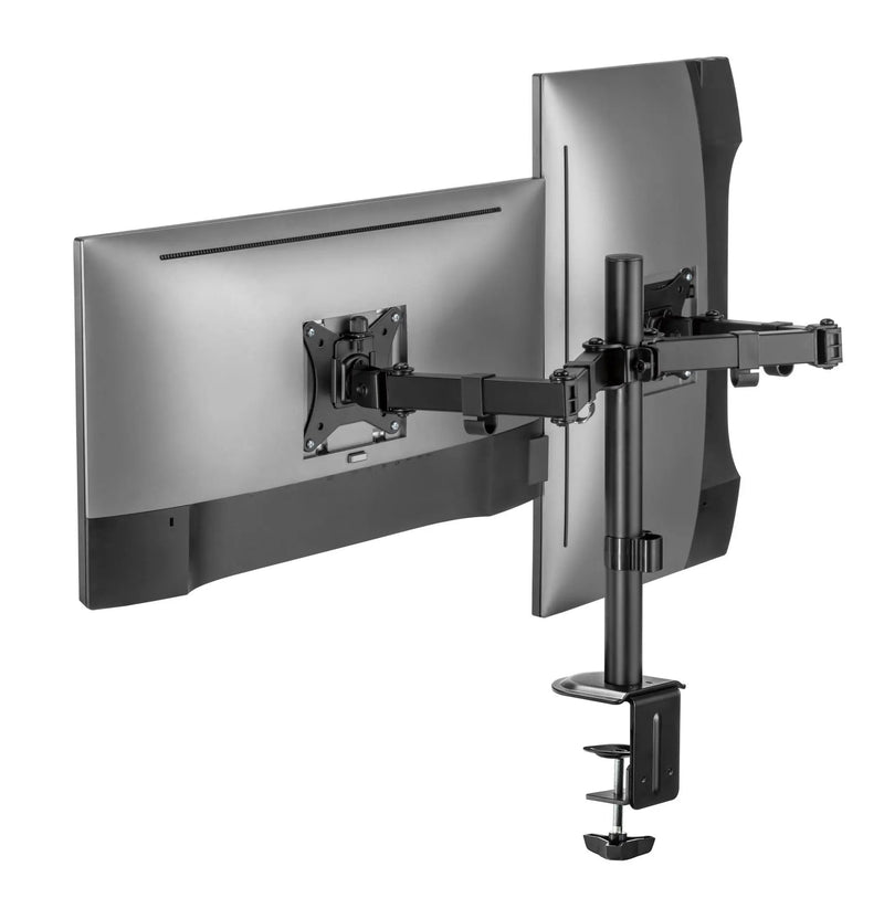 Locktight Dual-Monitor steel articulating mount by sue-e furniture