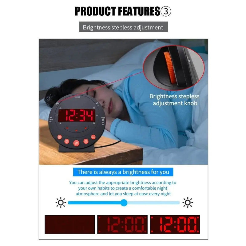 LED Flashing Vibrating Alarm Clock with Bed Shaker (Clearance) by Deafquip
