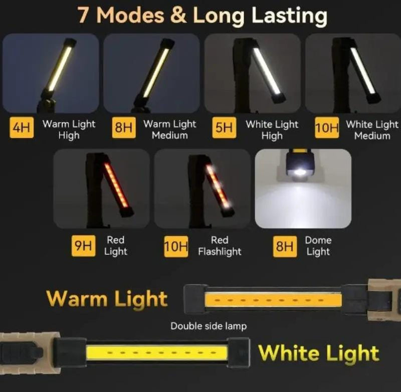 g8buynz Rechargeable LED Work Light Automotive Foldable USB Portable Flashlight Rechargeable LED Work Light Automotive Foldable USB Portable Flashlight
