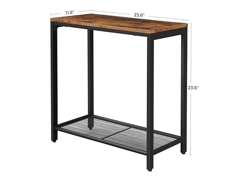 VASAGLE Brown End Table with Mesh Shelf by The Shopsite