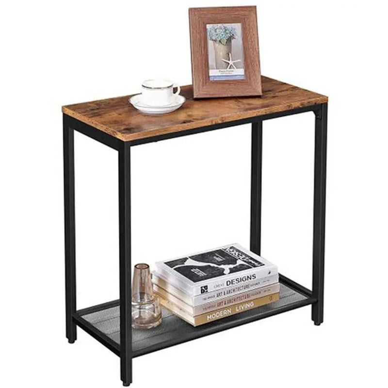VASAGLE Brown End Table with Mesh Shelf by The Shopsite