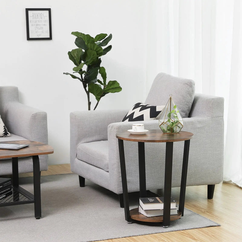 VASAGLE Side Table End Table Rustic Brown and Black by The Shopsite