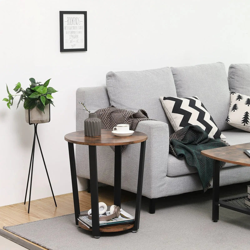 VASAGLE Side Table End Table Rustic Brown and Black by The Shopsite