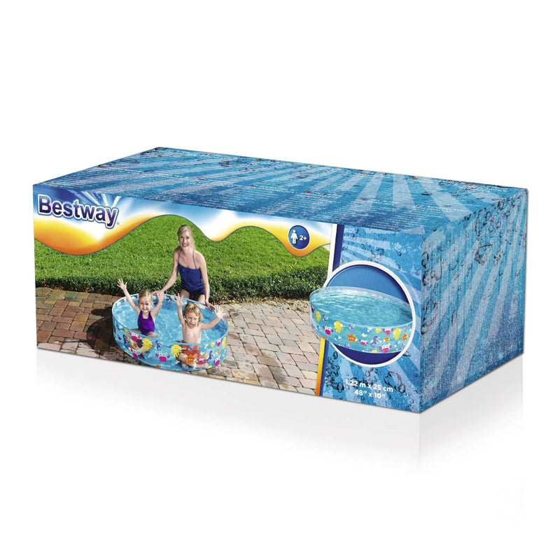 Bestway 1.22m x 25cm Kids Above Ground Pool Sea Life Design Portable by salelink.co.nz