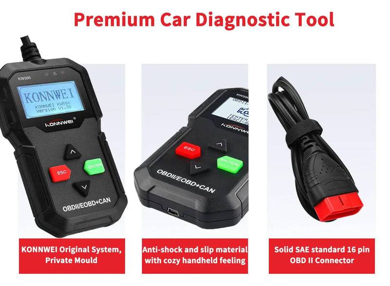 KONNWEI KW590 OBDII Diagnostic Scanner Vehicle Engine Diagnosis Code Reader by salelink.co.nz