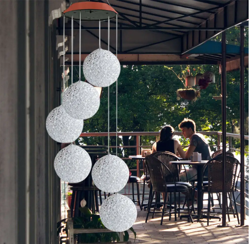 Hanging Wind Chimes Solar Powered LED Light Colour Changing Garden Outdoor Decor by salelink.co.nz