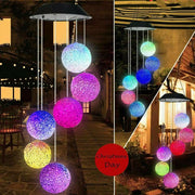 Hanging Wind Chimes Solar Powered LED Light Colour Changing Garden Outdoor Decor by salelink.co.nz