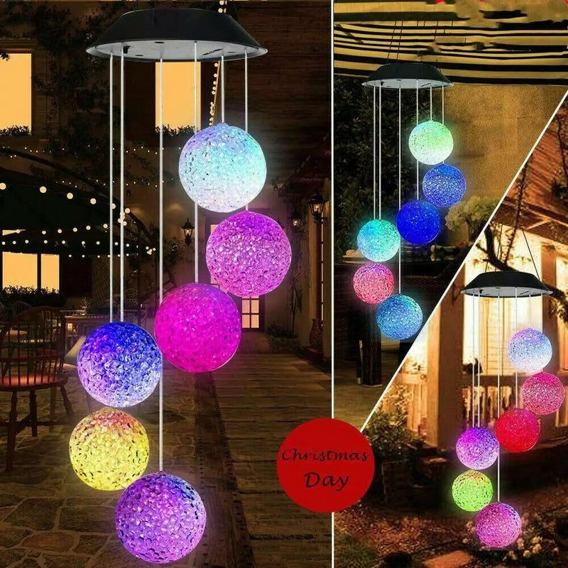 Hanging Wind Chimes Solar Powered LED Light Colour Changing Garden Outdoor Decor by salelink.co.nz