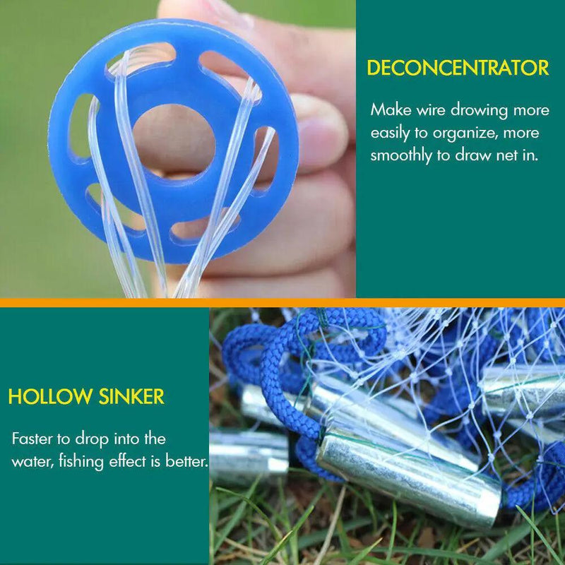 Fishing Net Quick Throw Mono Nylon Mesh Drawstring Chain Bottom Spread by salelink.co.nz