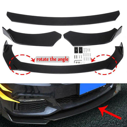 Universal Gloss Black Car Front Bumper Protector Lip Kit by salelink.co.nz