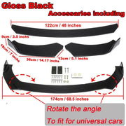 Universal Gloss Black Car Front Bumper Protector Lip Kit by salelink.co.nz