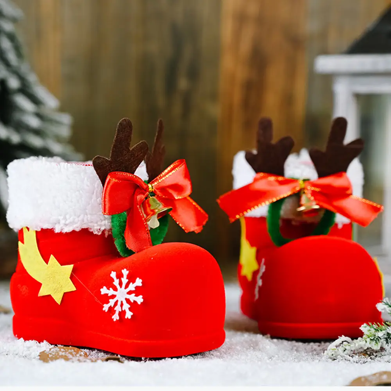 2pcs Christmas Decorations Children Gifts Candy Boots Gift Box by salelink.co.nz