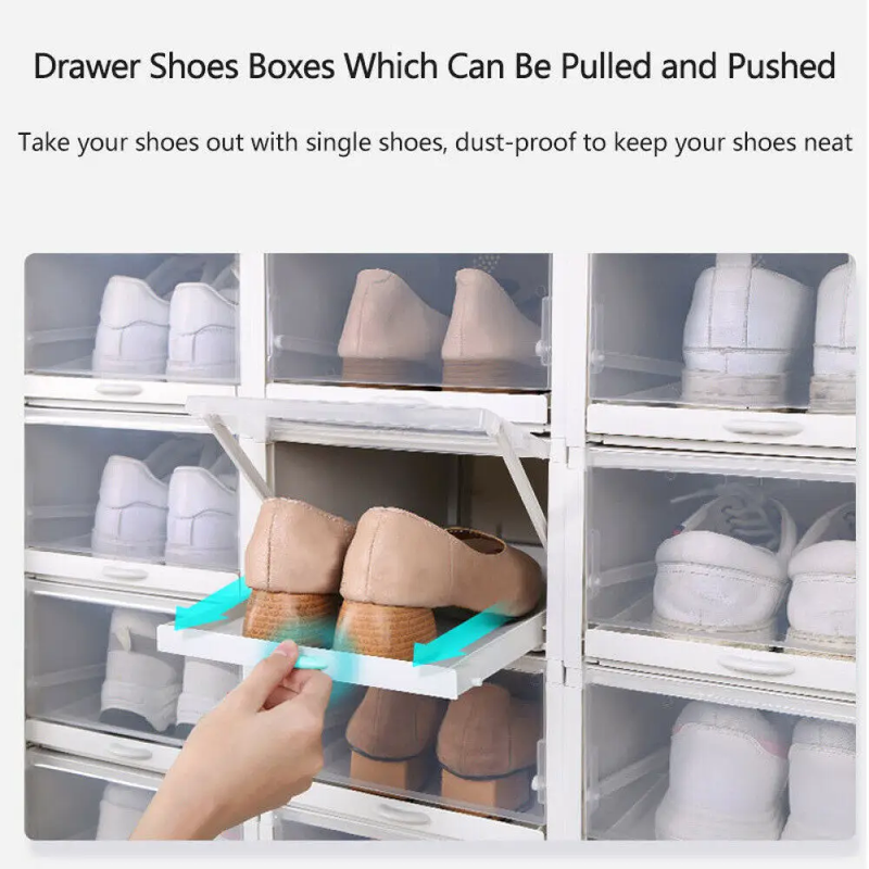 3X Push-pull Shoes Box Rack Foldable Shoe Organizer by salelink.co.nz