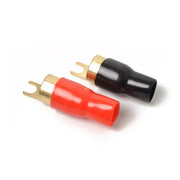4 Pack Car Audio Power Ground Wire Fork Terminals Brass 1/0 Gauge Connectors Red and Black Boots by salelink.co.nz