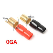 4 Pack Car Audio Power Ground Wire Fork Terminals Brass 1/0 Gauge Connectors Red and Black Boots by salelink.co.nz
