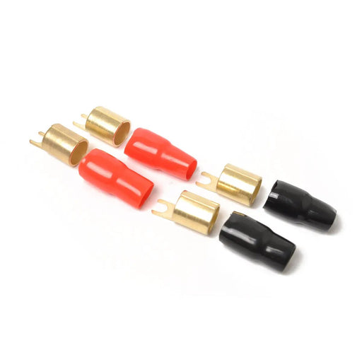 4 Pack Car Audio Power Ground Wire Fork Terminals Brass 1/0 Gauge Connectors Red and Black Boots by salelink.co.nz