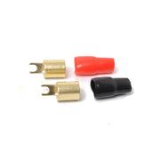 4 Pack Car Audio Power Ground Wire Fork Terminals Brass 1/0 Gauge Connectors Red and Black Boots by salelink.co.nz
