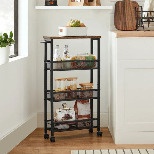 The Shopsite Home-living VASAGLE 3 Tiers Utility Rolling Cart Kitchen Trolley VASAGLE 3 Tiers Utility Rolling Cart Kitchen Trolley