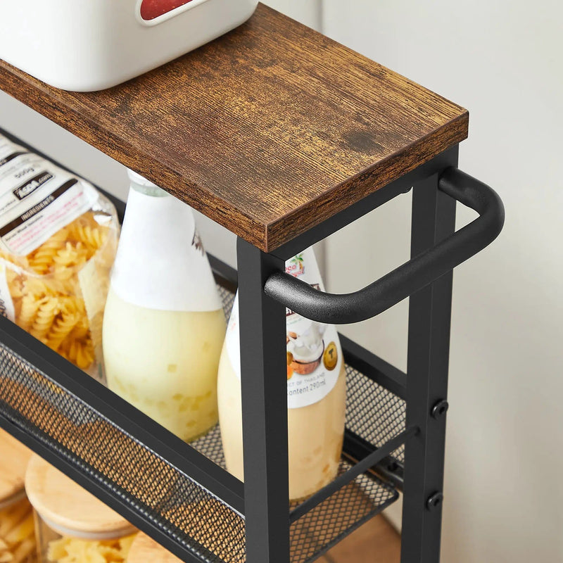 VASAGLE 3 Tiers Utility Rolling Cart Kitchen Trolley by The Shopsite