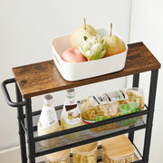 VASAGLE 3 Tiers Utility Rolling Cart Kitchen Trolley by The Shopsite