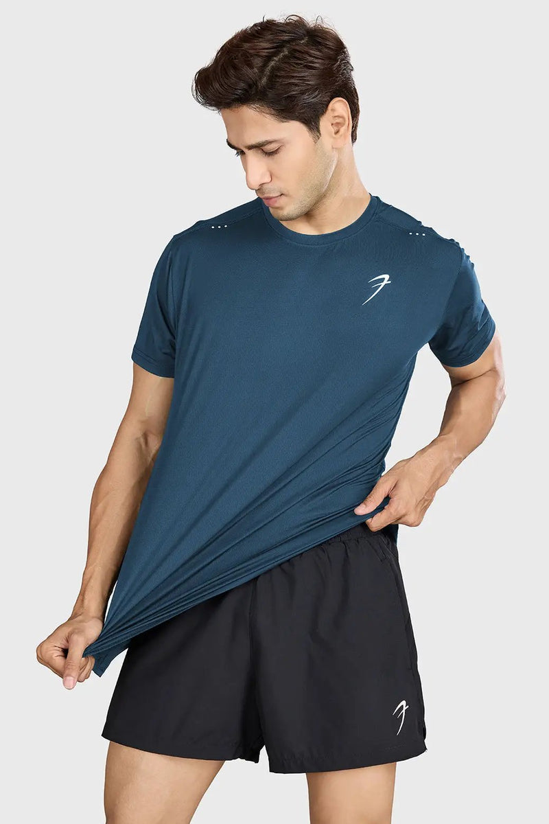 Laser Cut Running T-shirt Orion Blue by Fuaark Nz