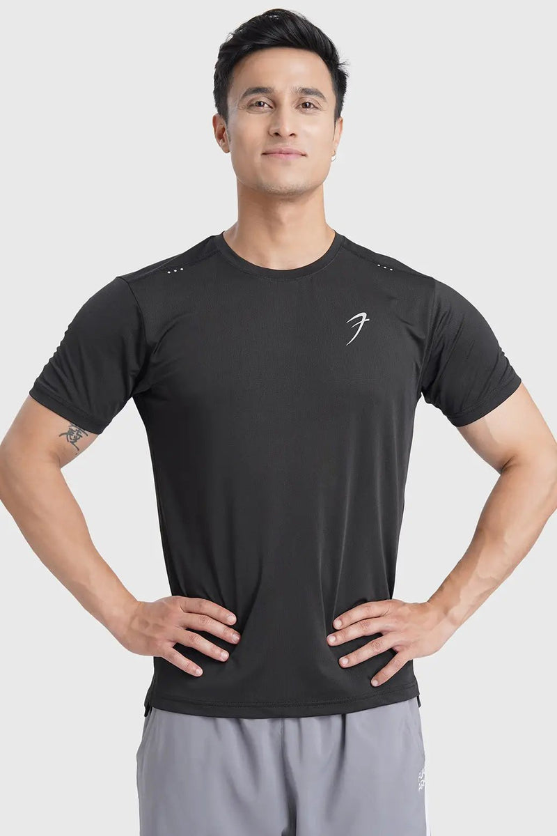 Laser Cut Running T-shirt Black by Fuaark Nz