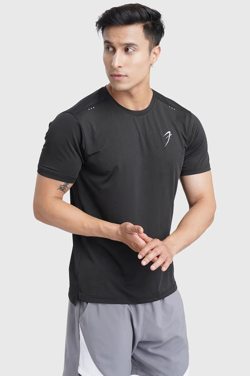 Laser Cut Running T-shirt Black by Fuaark Nz