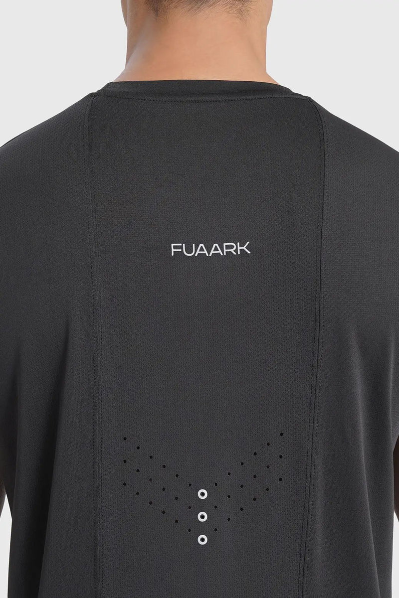 Laser Cut Running T-shirt Black by Fuaark Nz