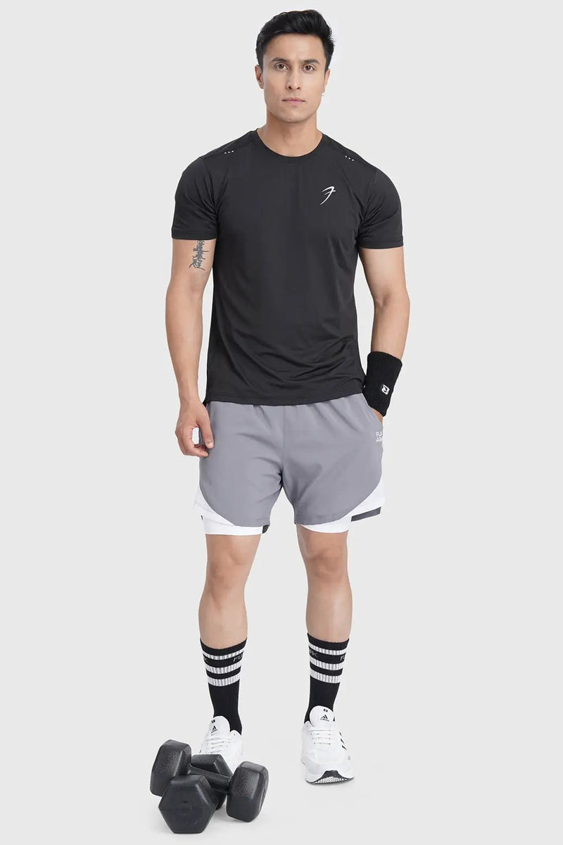 Laser Cut Running T-shirt Black by Fuaark Nz