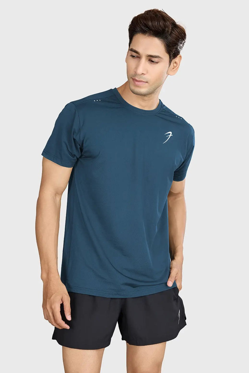 Laser Cut Running T-shirt Orion Blue by Fuaark Nz