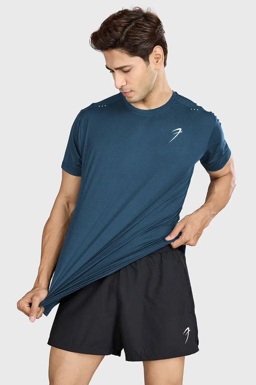 Laser Cut Running T-shirt Orion Blue by Fuaark Nz
