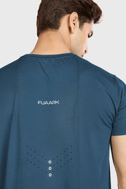 Laser Cut Running T-shirt Orion Blue by Fuaark Nz