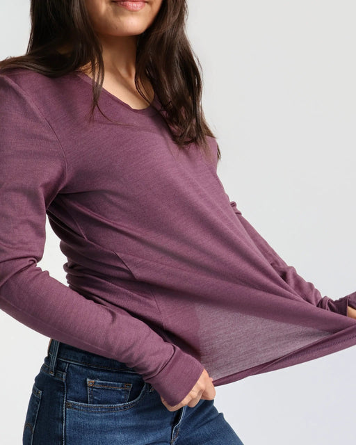 Women's Standard Long Sleeve - 100% Merino Wool, Plum by Merino 365 NZ
