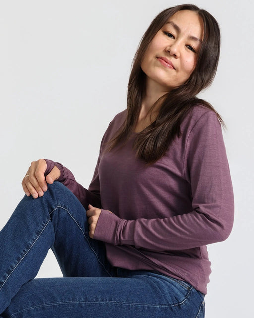 Women's Standard Long Sleeve - 100% Merino Wool, Plum by Merino 365 NZ