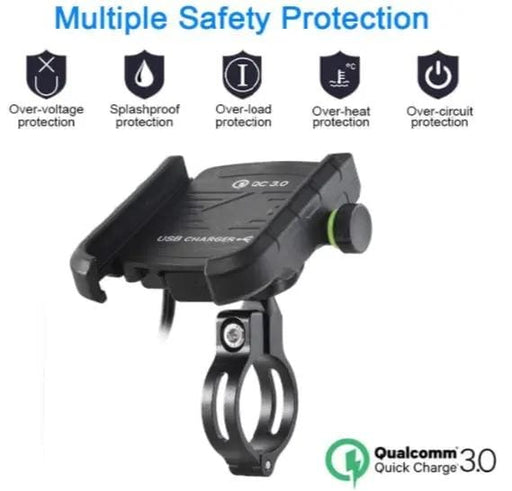 g8buynz Motorcycle Phone Mount Charger USB 3.0 Socket Handlebar/ Rear-View Mirror Motorcycle Phone Mount Charger USB 3.0 Socket Handlebar/ Rear-View Mirror